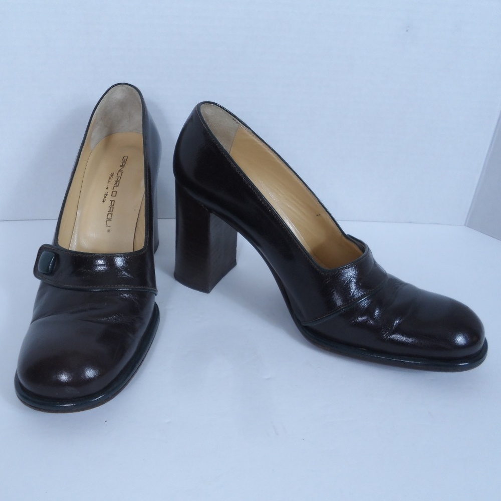 Giancarlo Paoli 3.5" Heel Brown Leather Loafers